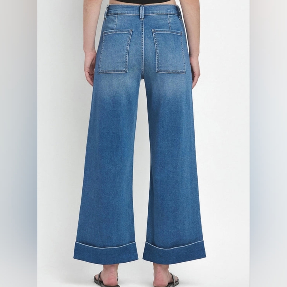 Vervet High Rise Double Cuffed Baggy Wide Jeans - Picture 2 of 8